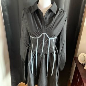 Glamaker contrast seam shirt dress